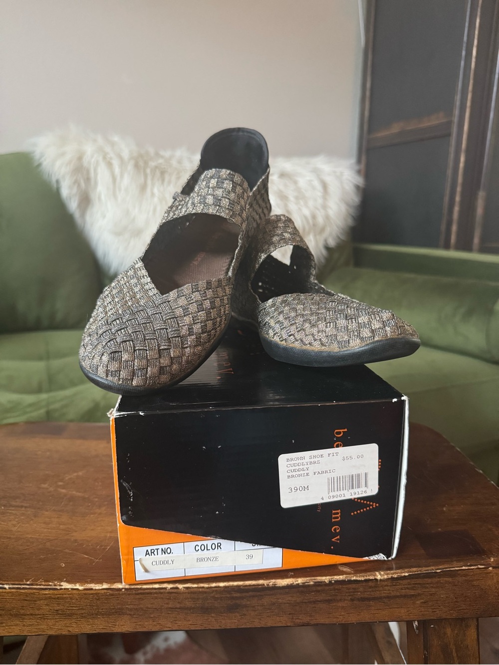 bernie mev. Bronze Woven Mary Jane Flats